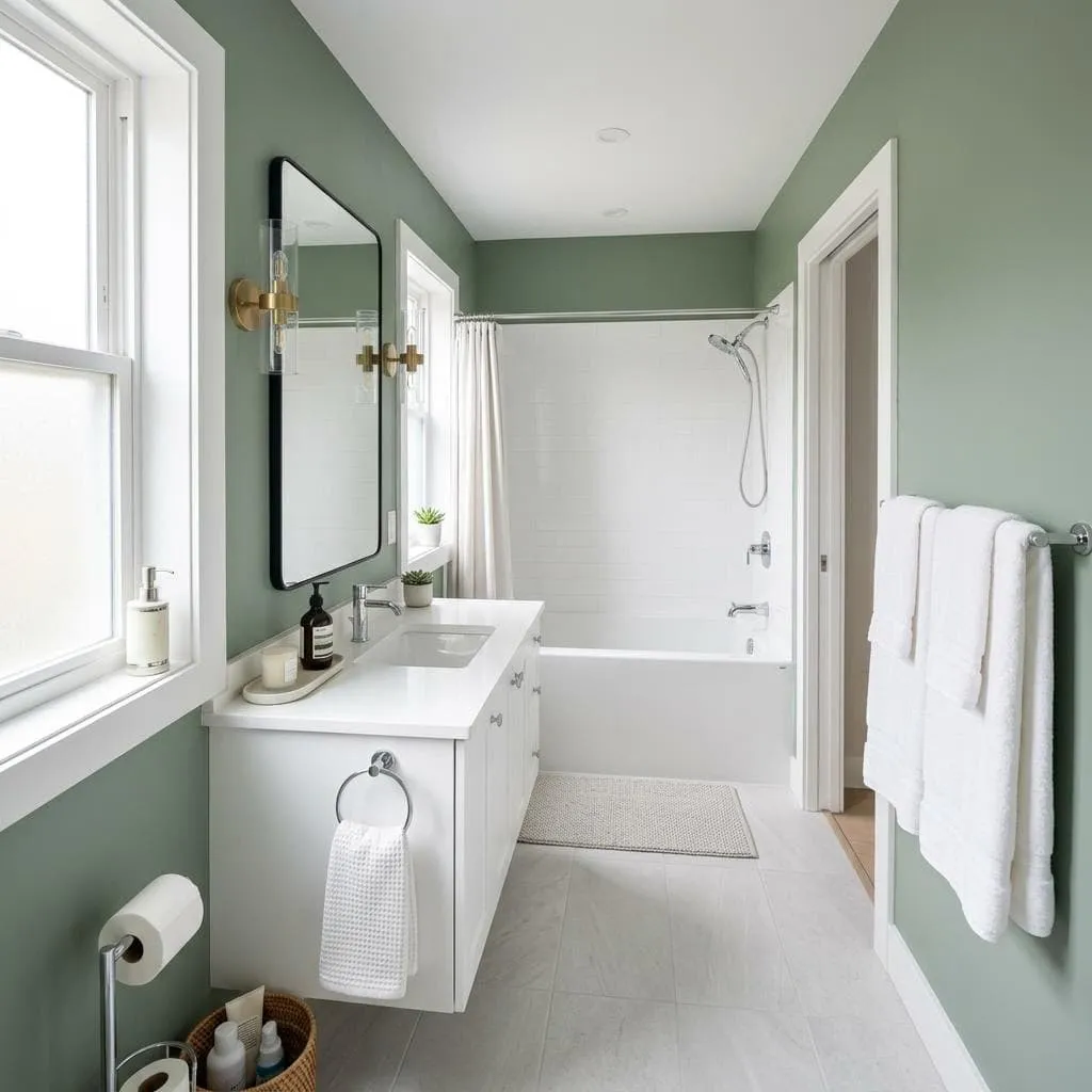 Illustrative bright, tidy bathroom interior