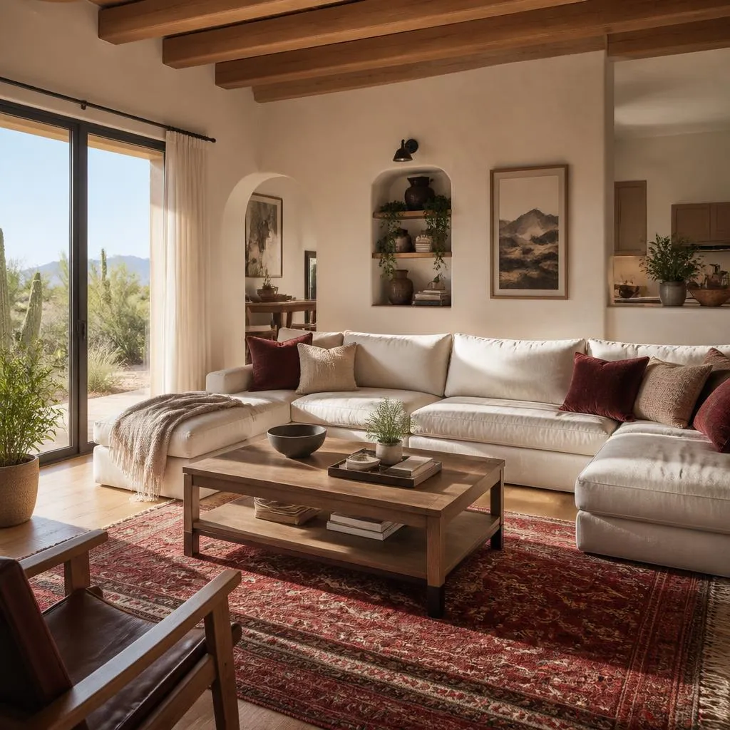 Clean, neatly arranged living room in an everyday home